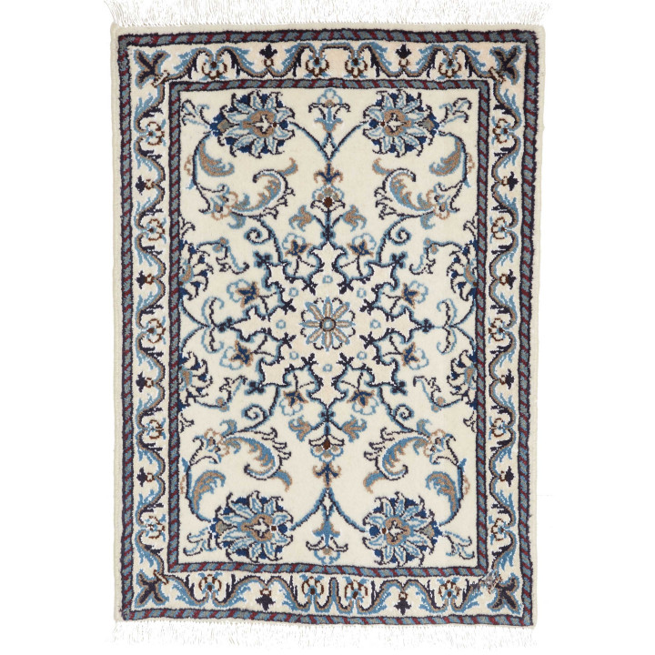 Hand Made Rug Nain Kashmar Persia 60x90 Ivory B