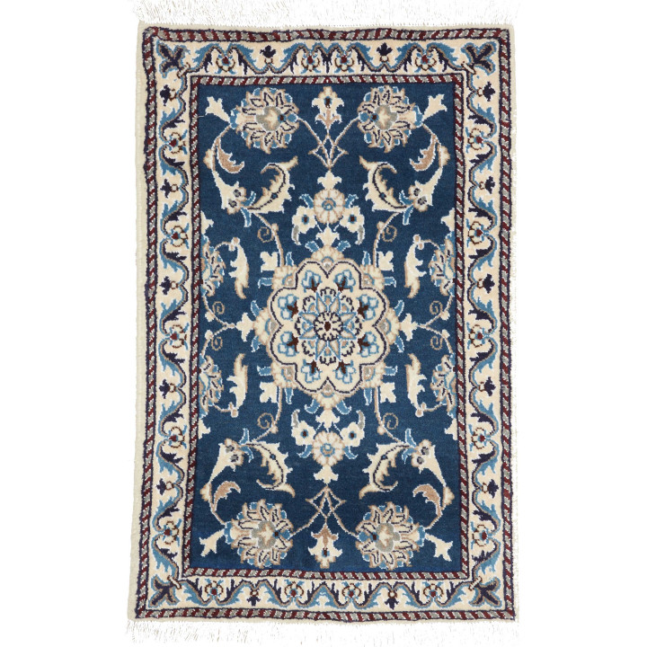 Hand Made Rug Nain Kashmar Persia 60x90 Blue Iv