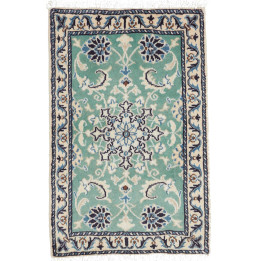 Hand Made Rug Nain Kashmar Persia 60x90 Aqua Gr