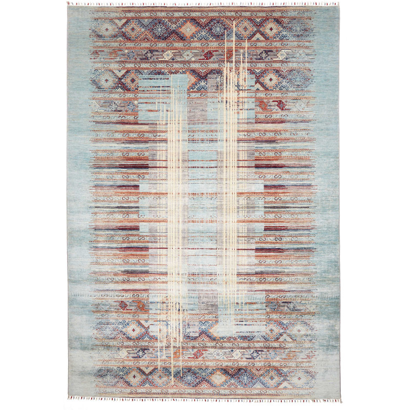 Rug Siva Pakistan 246x356 Aqua Blue Terracotta