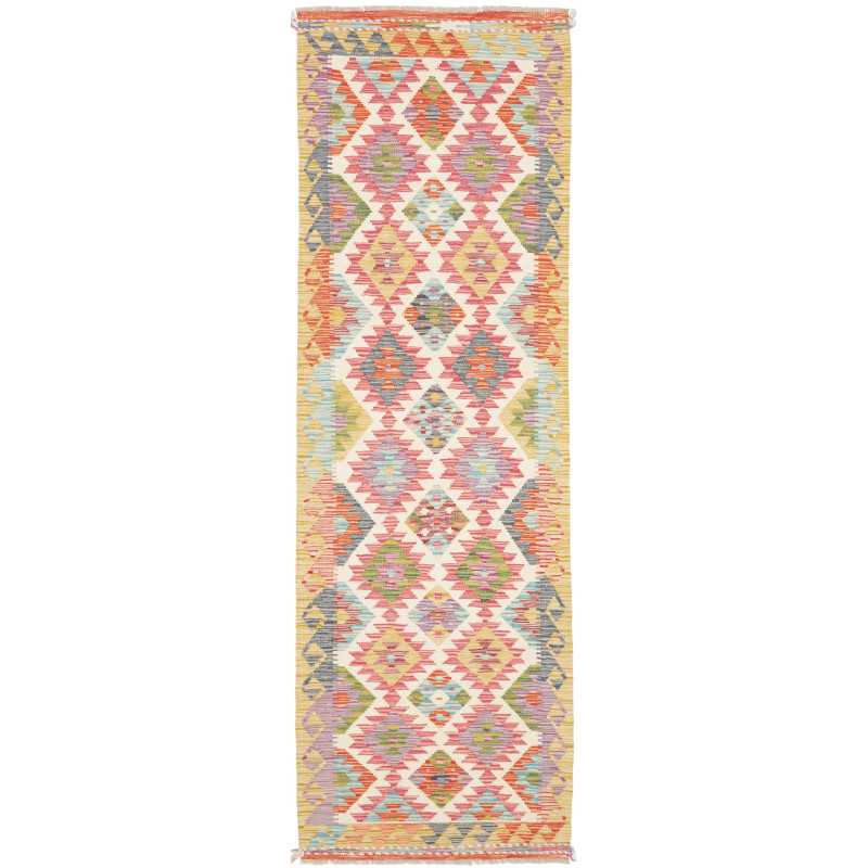 Rug Kilim Afghanistan 79x254 Ivory Pink