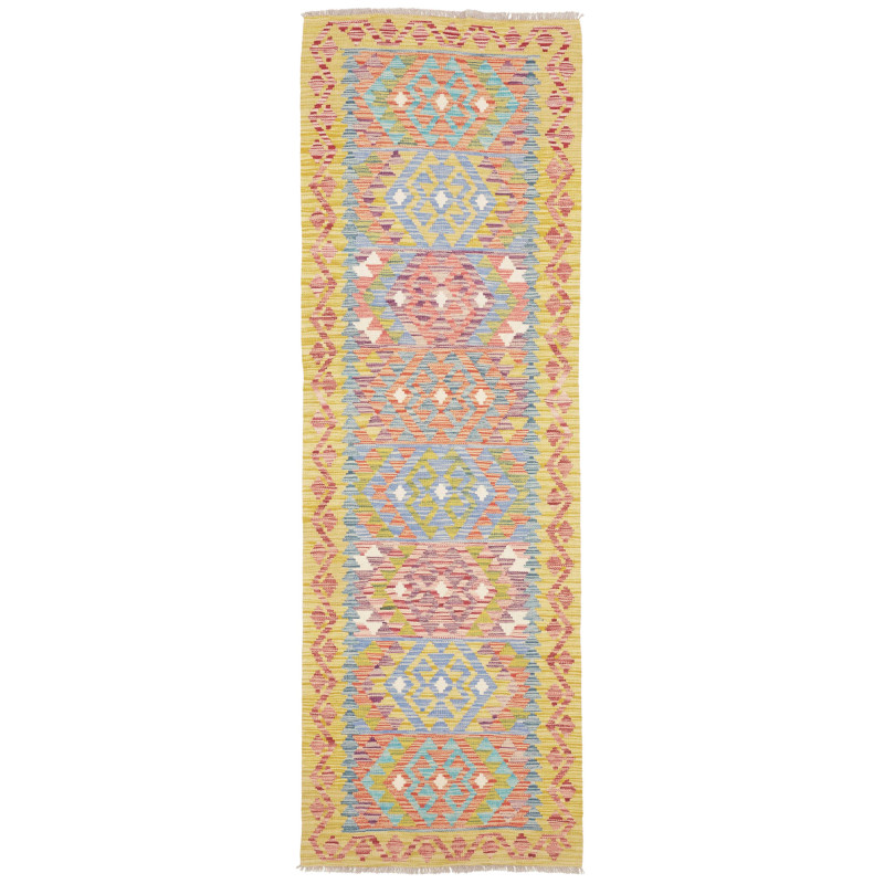 Rug Kilim Afghanistan 80x243 Bright Yellow Blue