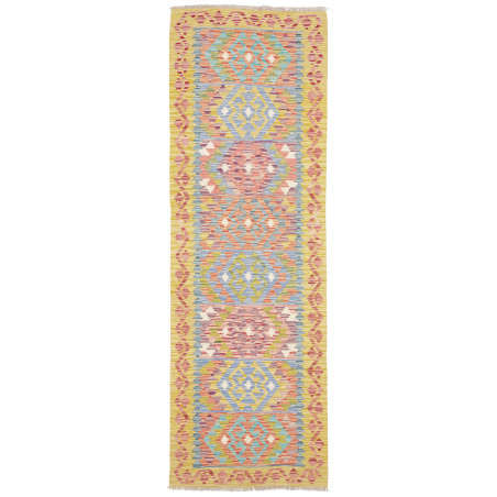 Rug Kilim Afghanistan 80x243 Bright Yellow Blue