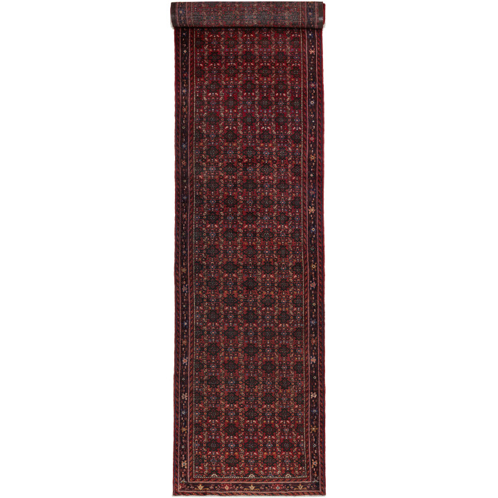 Hand Made Rug Hamadan Persia 120x510 Dark Red D