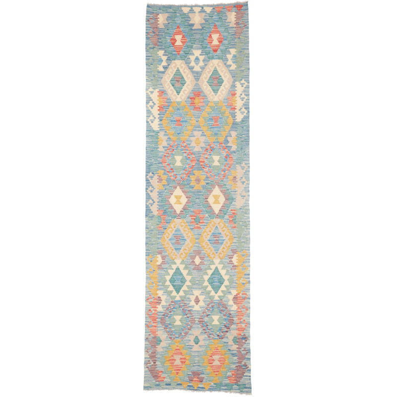 Rug Kilim Afghanistan 76x281 Turquoise Blue Bei