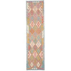 Rug Kilim Afghanistan 78x297 Pastel Blue Coral