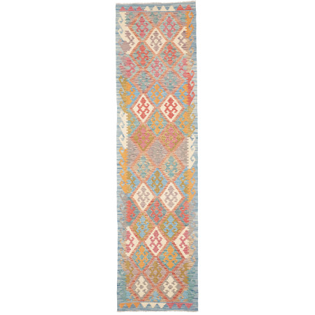 Rug Kilim Afghanistan 78x297 Pastel Blue Coral