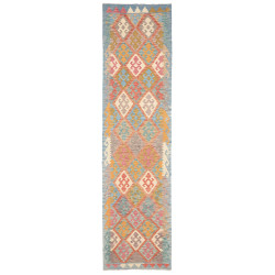 Rug Kilim Afghanistan 77x296 Sky Blue Coral