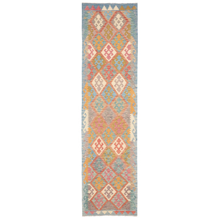 Rug Kilim Afghanistan 77x296 Sky Blue Coral