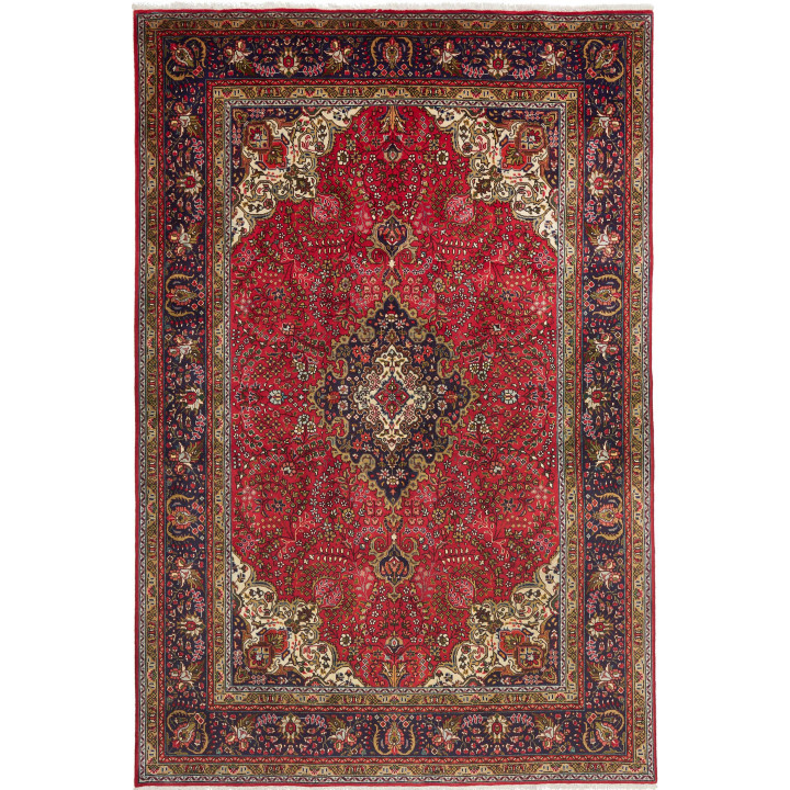 Hand Made Rug Tabriz Persia 202x303 Red Dark Bl