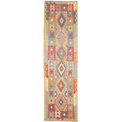 Rug Kilim Afghanistan 80x295 Ochre Yellow Blue