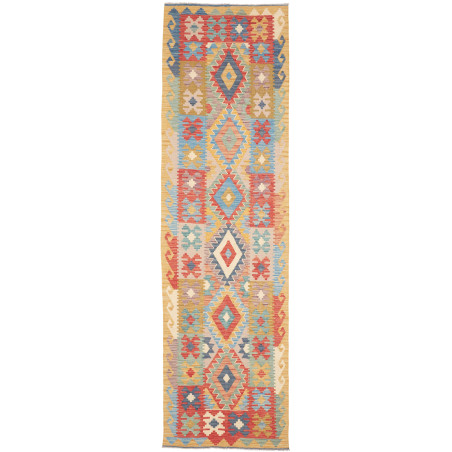 Rug Kilim Afghanistan 80x295 Ochre Yellow Blue