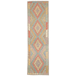 Rug Kilim Afghanistan 84x294 Grey Beige Turquoi