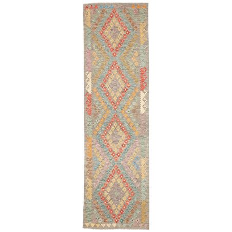 Rug Kilim Afghanistan 84x294 Grey Beige Turquoi