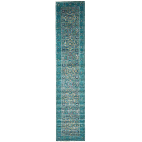 Rug Mamlouk Pakistan 82x396 Teal Of Beige