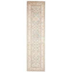 Rug Kazak Afghanistan 93x373 Dust Blue Cream