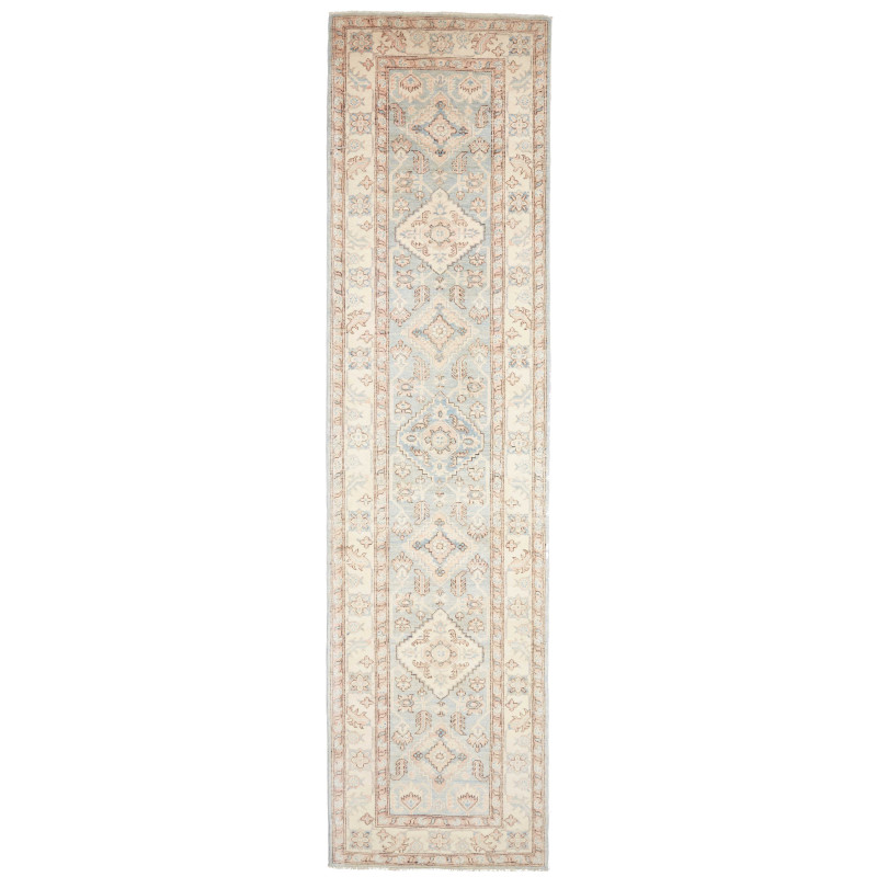 Rug Kazak Afghanistan 93x373 Dust Blue Cream