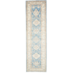 Rug Kazak Afghanistan 100x350 Sky Blue Ivory