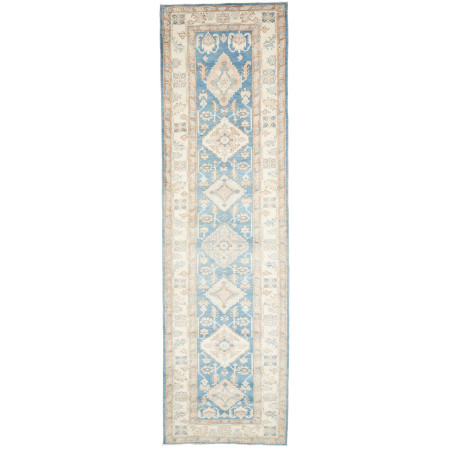 Rug Kazak Afghanistan 100x350 Sky Blue Ivory