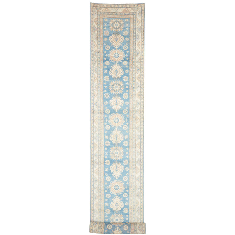 Rug Kazak Afghanistan 80x582 Light Blue Cream