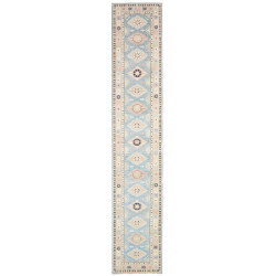 Rug Kazak Afghanistan 65x362 Sky Blue Cream