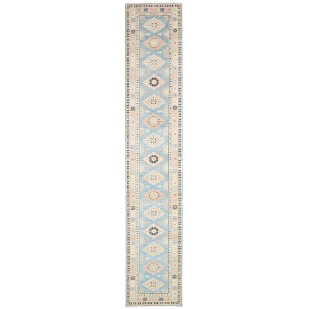 Rug Kazak Afghanistan 65x362 Sky Blue Cream