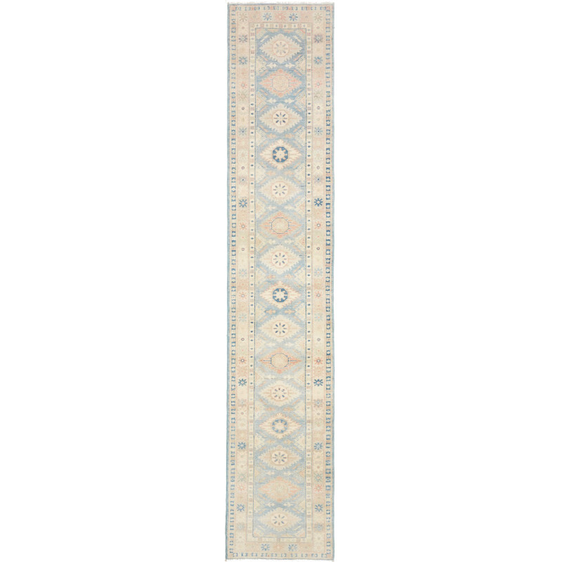 Rug Kazak Afghanistan 65x343 Light Blue Beige