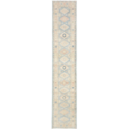 Rug Kazak Afghanistan 65x343 Light Blue Beige