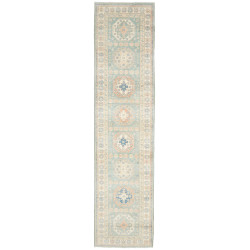 Rug Kazak Afghanistan 83x354 Soft Teal Cream