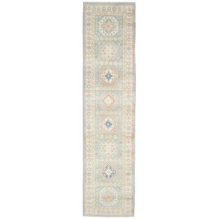 Rug Kazak Afghanistan 83x354 Soft Teal Cream