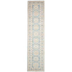 Rug Kazak Afghanistan 90x394 Dusty Blue Beige