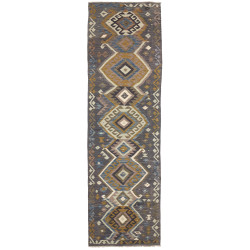 Rug Kilim Afghanistan 85x302 Charcoal Grey Must