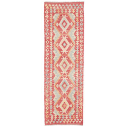 Rug Kilim Afghanistan 74x243 Coral Red Light Bl