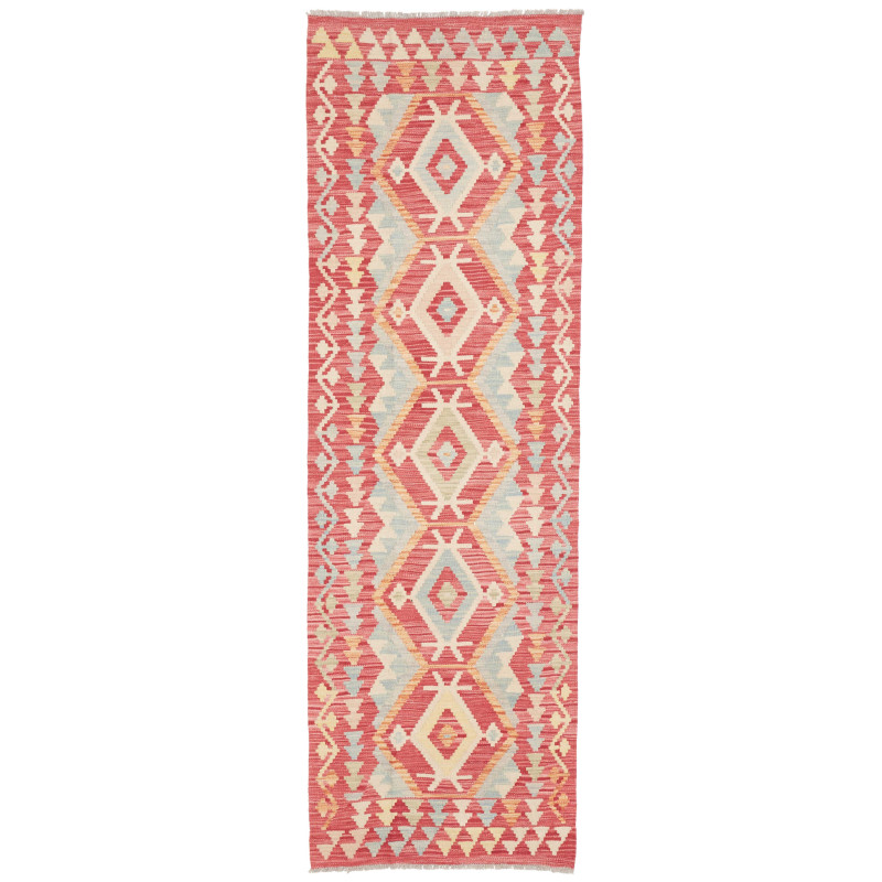 Rug Kilim Afghanistan 74x243 Coral Red Light Bl