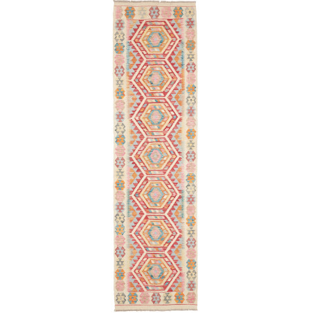 Rug Kilim Afghanistan 77x283 Ivory Terracotta