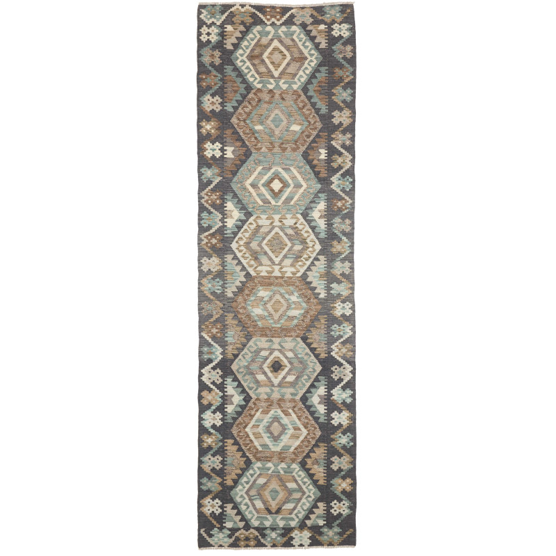 Rug Kilim Afghanistan 84x290 Dark Grey Brown