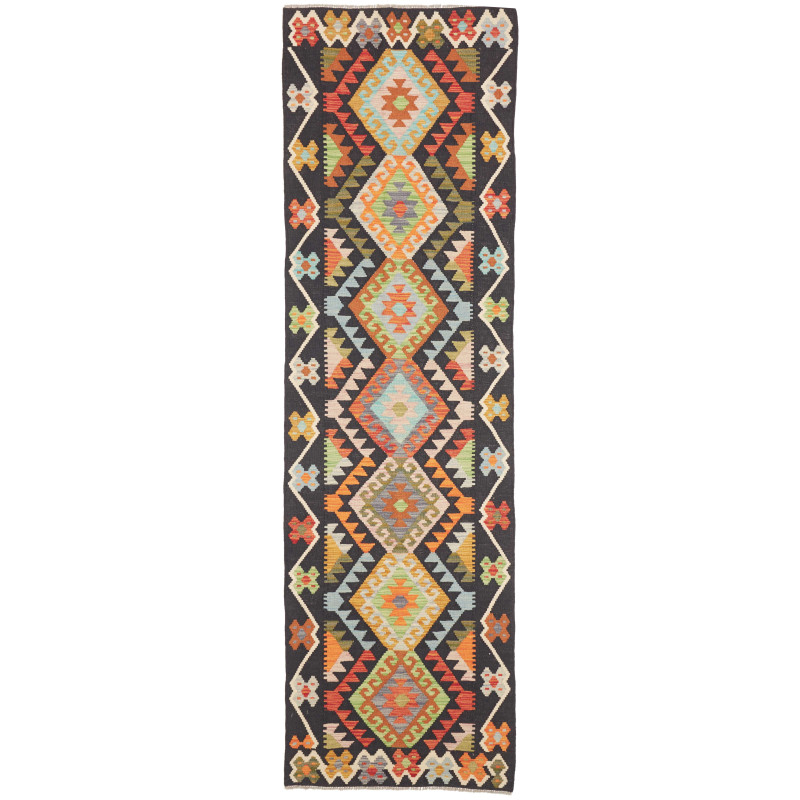 Rug Kilim Afghanistan 85x292 Charcoal Grey Oran