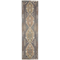 Rug Kilim Afghanistan 79x304 Dark Grey Brown