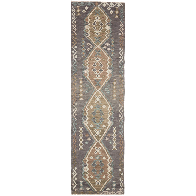 Rug Kilim Afghanistan 79x304 Dark Grey Brown