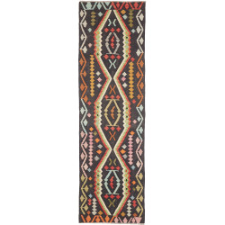 Rug Kilim Afghanistan 84x294 Charcoal Grey Cora