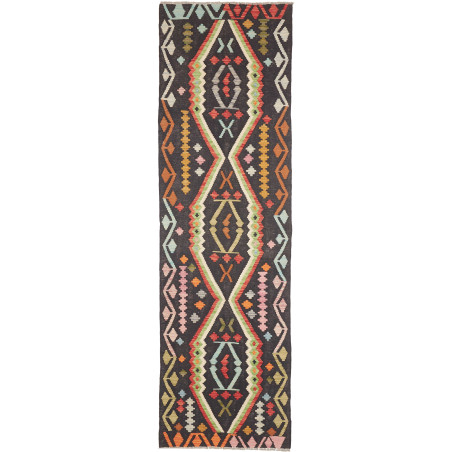 Rug Kilim Afghanistan 84x294 Charcoal Grey Cora