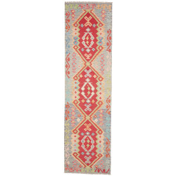 Rug Kilim Afghanistan 82x297 Grey Blue Red Peac