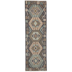 Rug Kilim Afghanistan 85x286 Charcoal Grey Teal