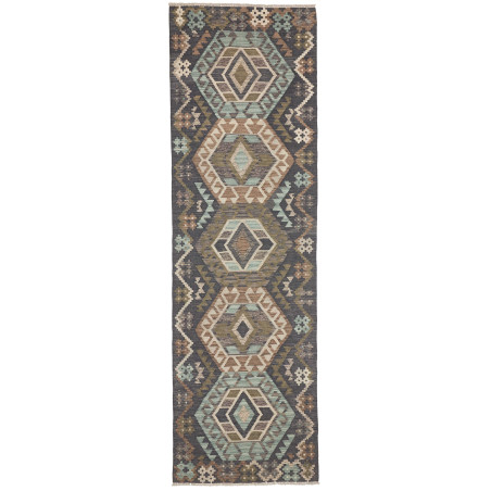 Rug Kilim Afghanistan 85x286 Charcoal Grey Teal