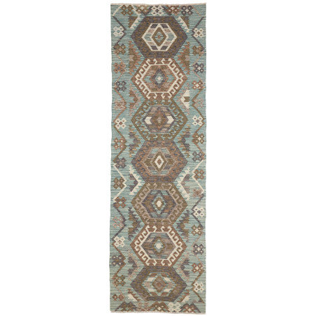 Rug Kilim Afghanistan 87x290 Dusty Teal Brown