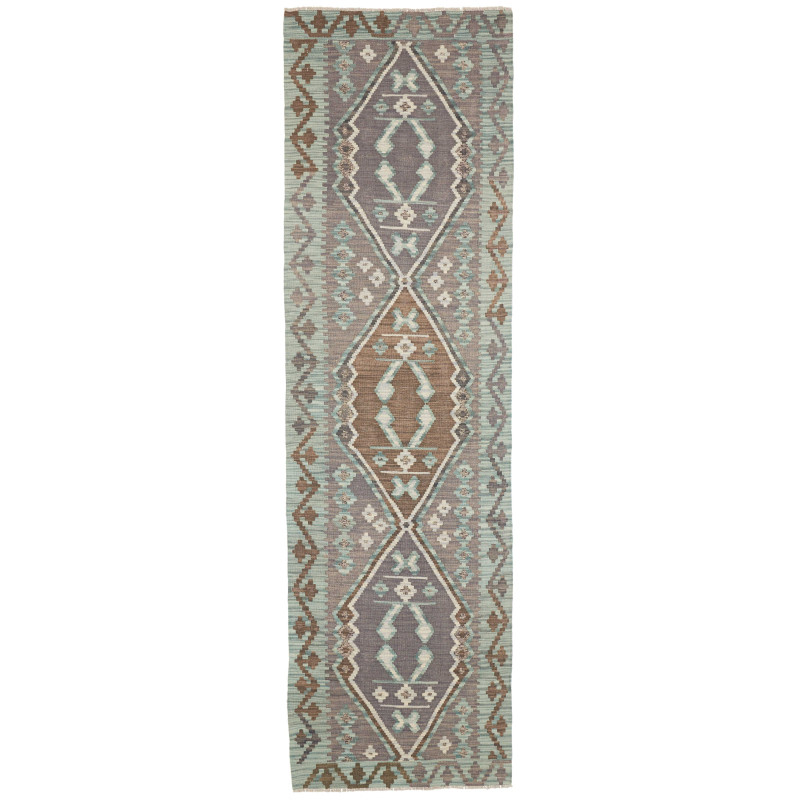 Rug Kilim Afghanistan 84x295 Teal Grey-brown