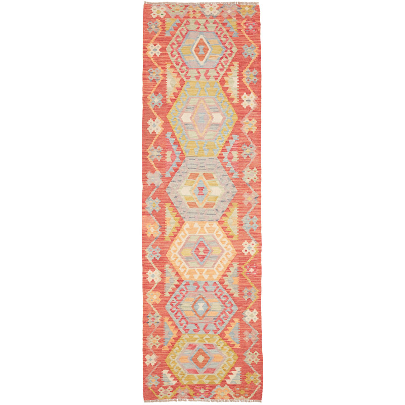 Rug Kilim Afghanistan 87x297 Terracotta Pale Bl