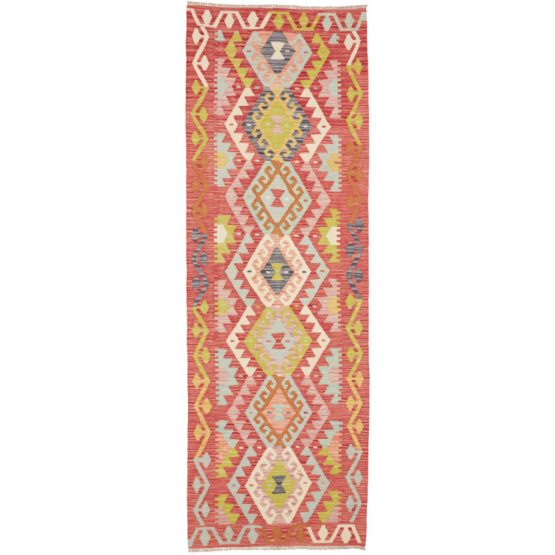 Rug Kilim Afghanistan 80x245 Terracotta Red Blu