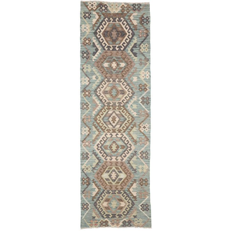 Rug Kilim Afghanistan 86x285 Muted Teal Brown