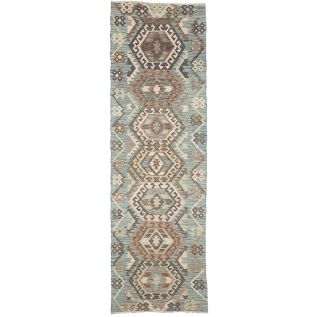 Rug Kilim Afghanistan 86x285 Muted Teal Brown